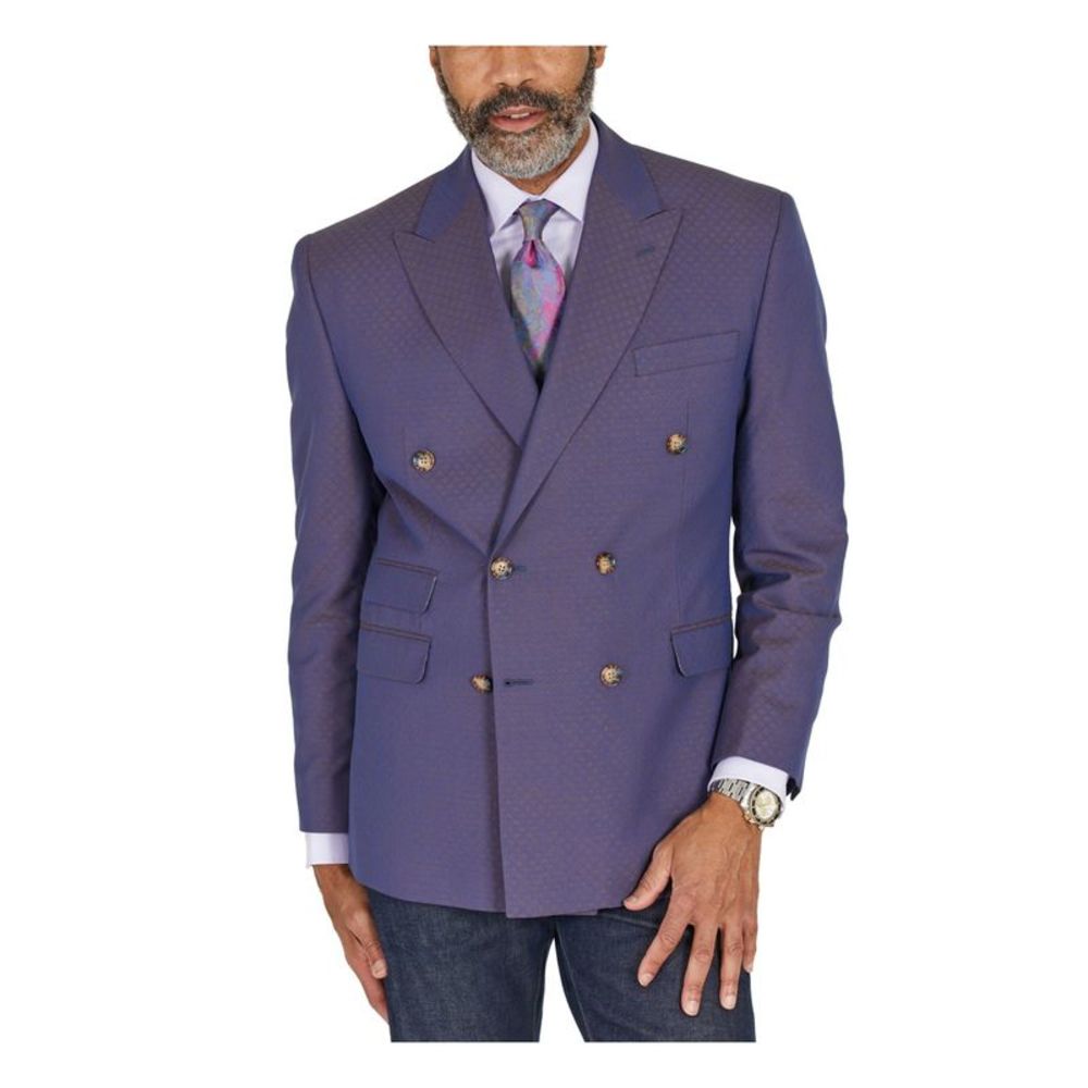 TAYION BY MONTEE HOLLAND Mens Purple Double Breasted Regular Fit Blazer 38R